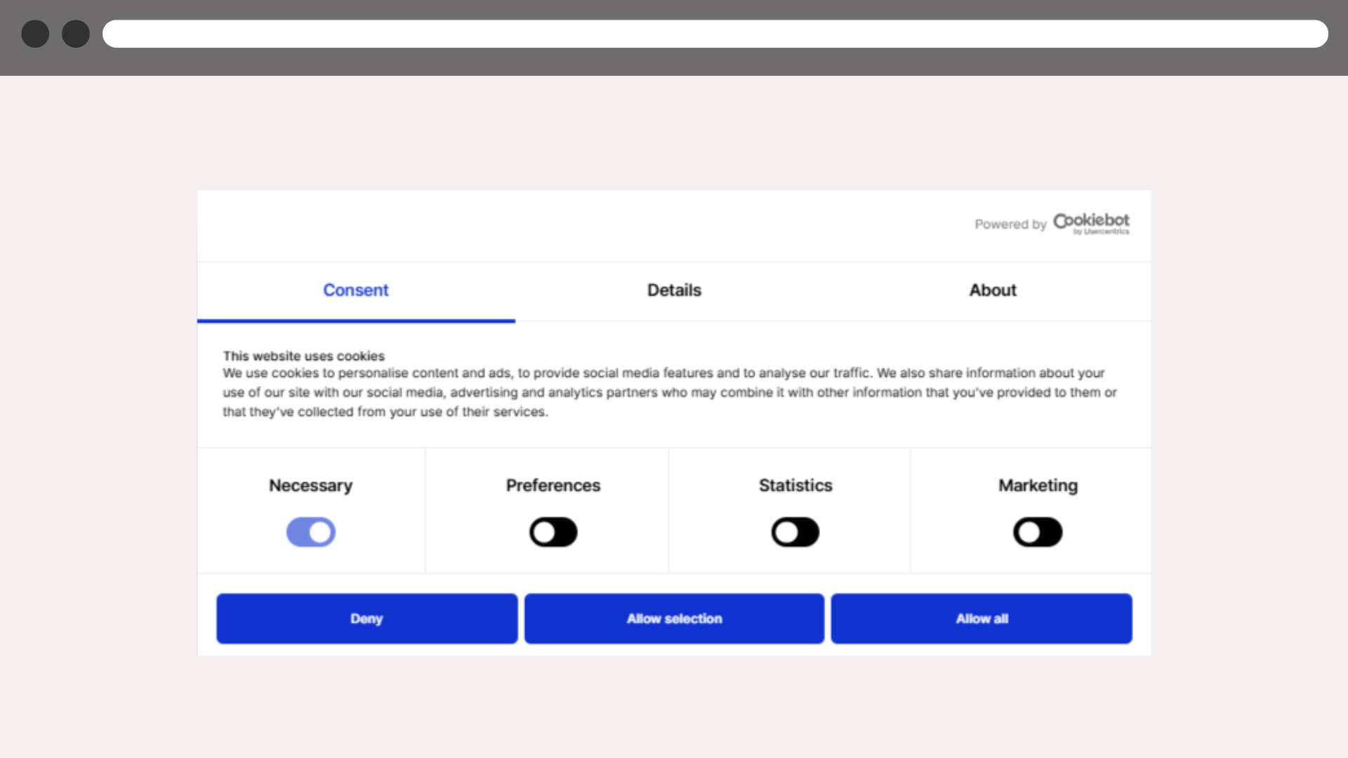Cookiebot Cookie banner