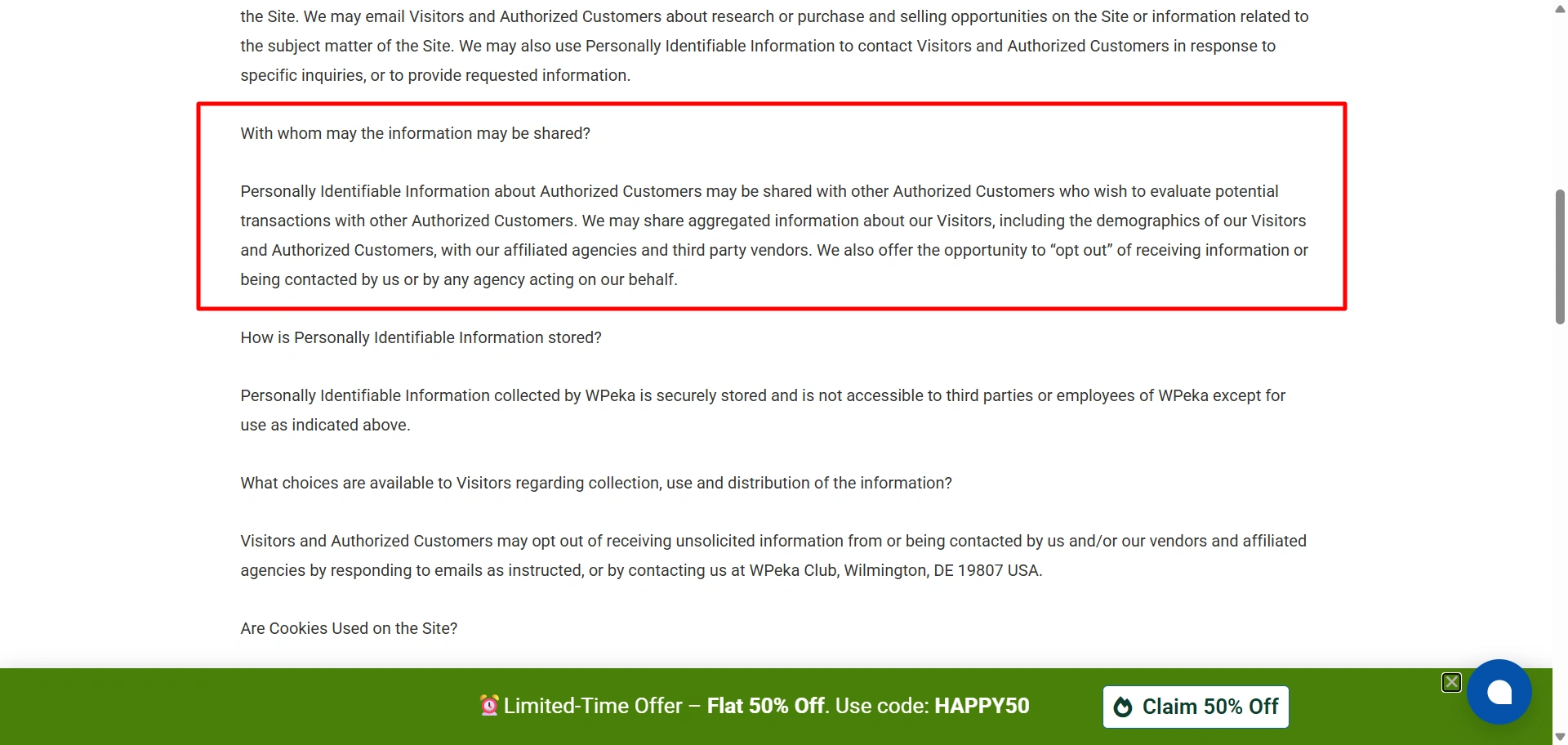 Data Sharing With Third Parties