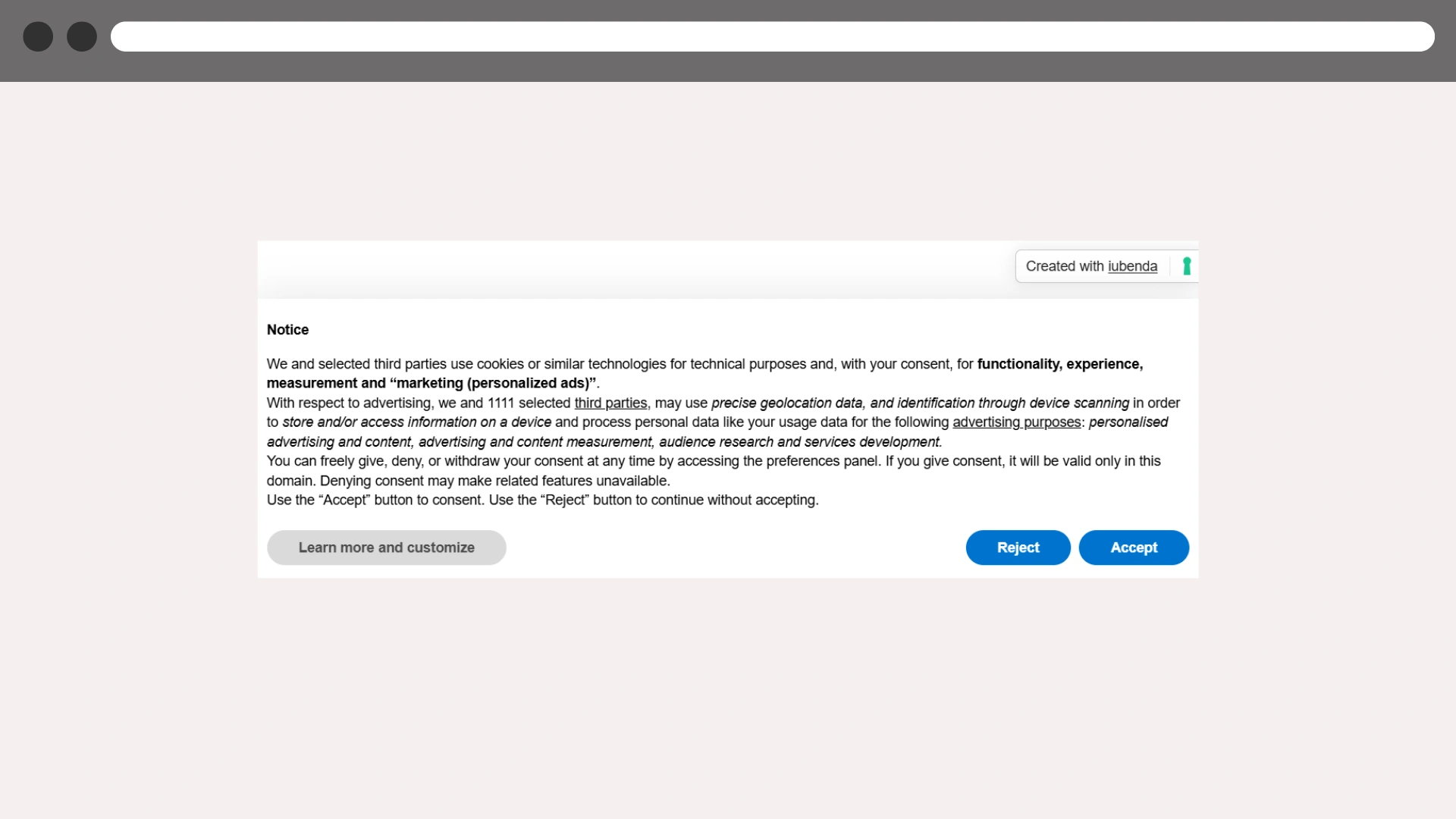 iubenda Cookie banner