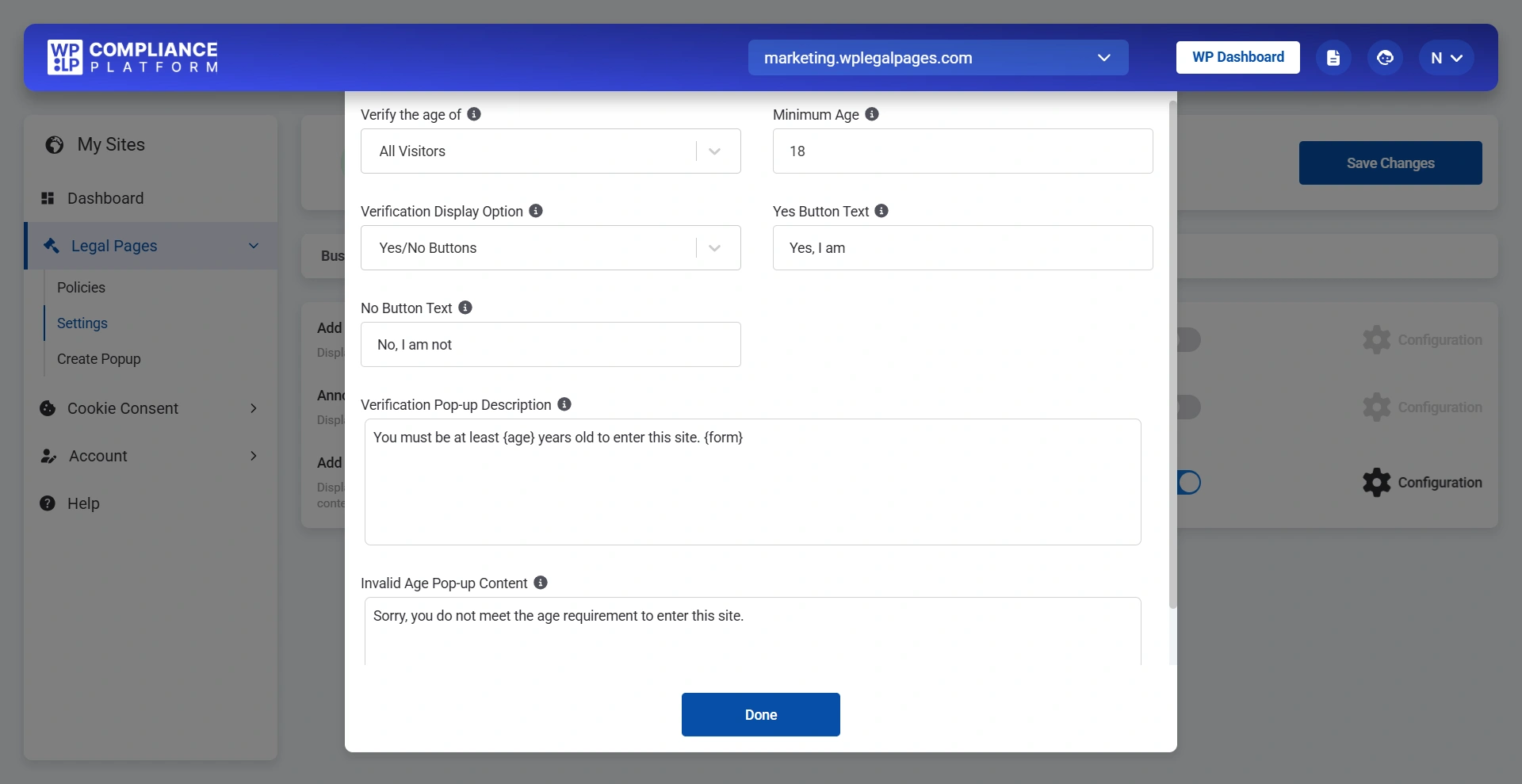 age verification popup